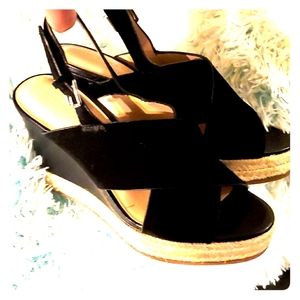 Black wedge sandals [ H by Halston ]